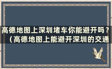 高德地图上深圳堵车你能避开吗？ （高德地图上能避开深圳的交通限制吗？）